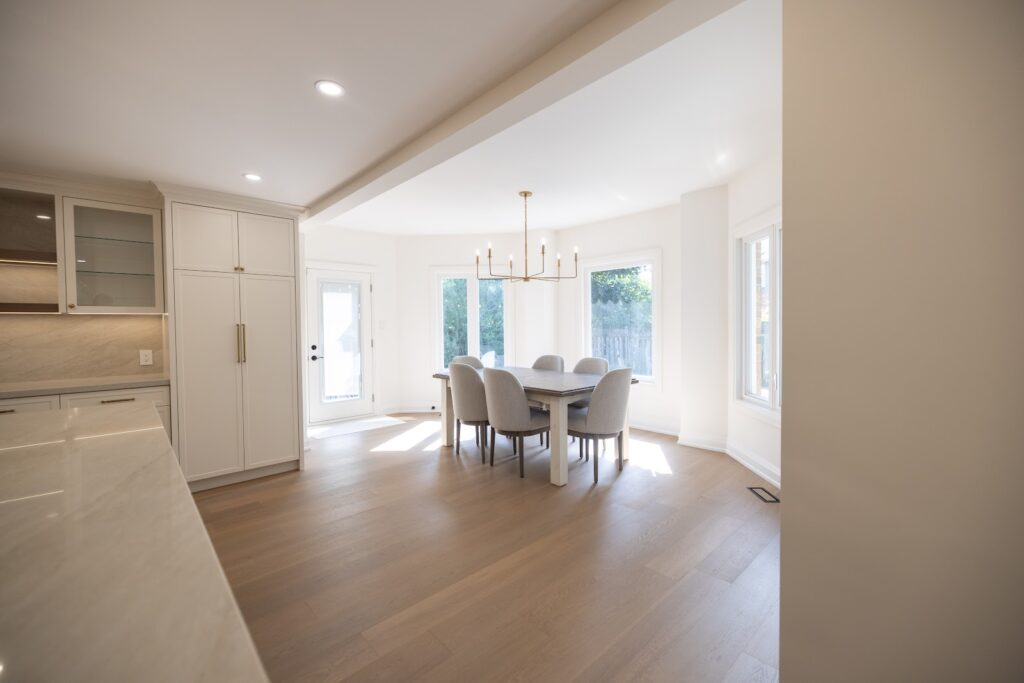 Dining area in a full home renovation