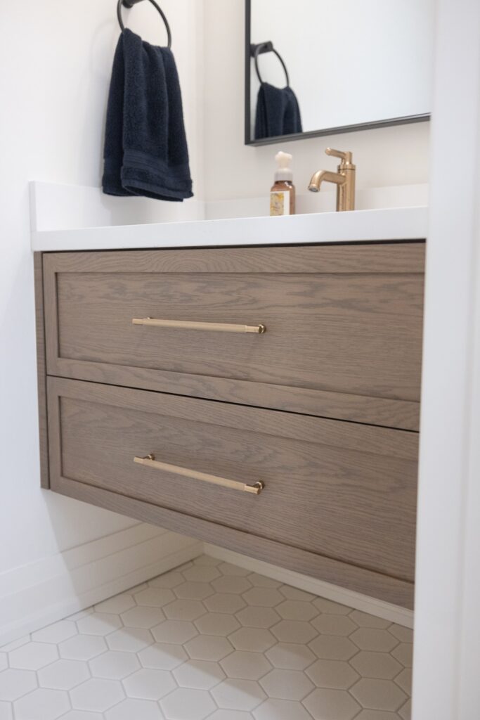 Modern vanity in a bathroom renovation