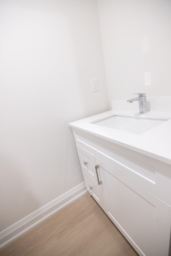 Open-concept finished basement renovation