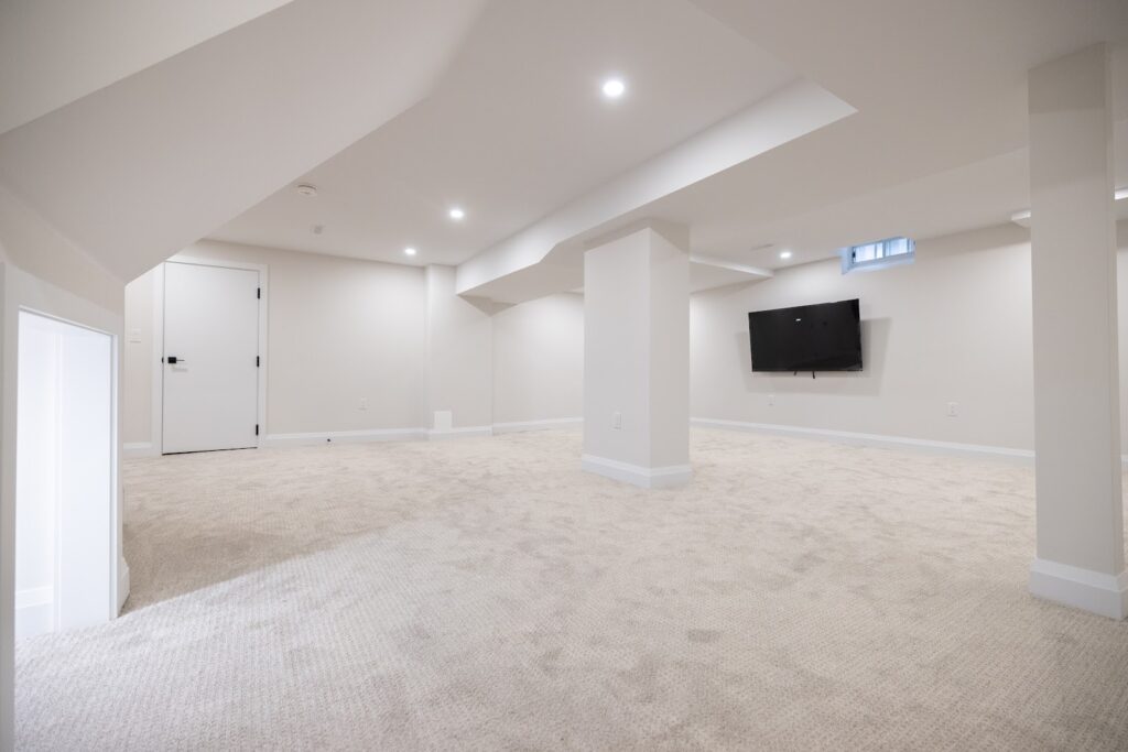 Finished basement media and rec area