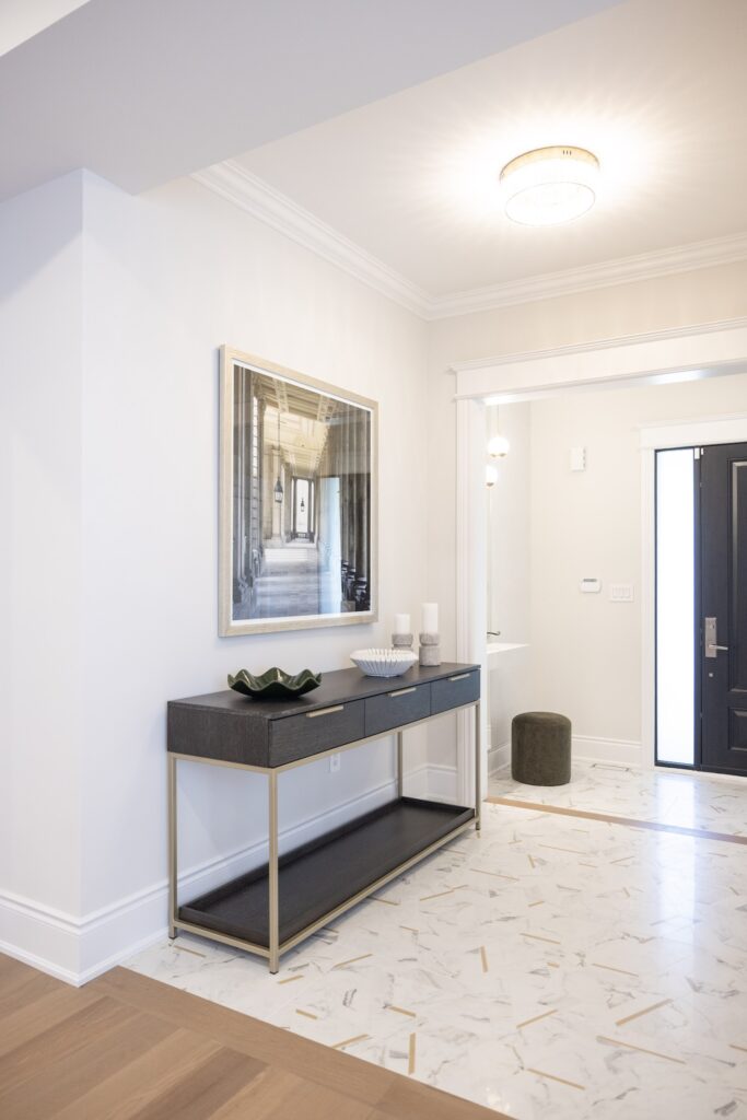 Renovated hallway with custom trim