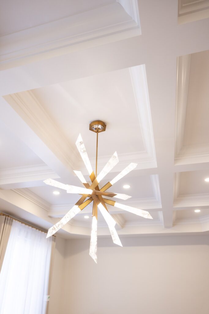 Foyer with coffered ceiling in a full home remodel
